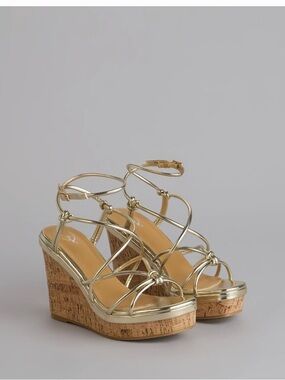 Windsor Metallic Gold Strappy Wedge Heels